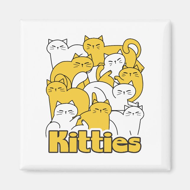 Chubby Kitties Design - Adorable Cat Art Magnet (Front)