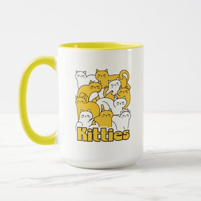 Chubby Kitties Design - Adorable Cat Art Mug (Left)