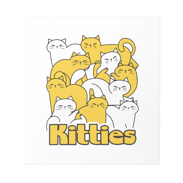 Chubby Kitties Design - Adorable Cat Art Notepad (Front)