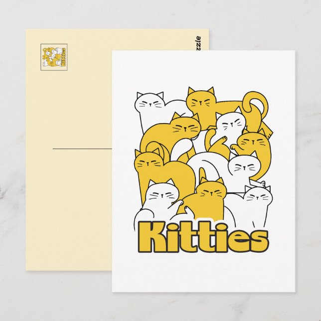 Chubby Kitties Design - Adorable Cat Art Postcard (Front/Back)