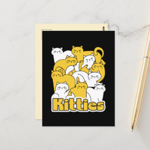 Chubby Kitties Design - Adorable Cat Art Postcard