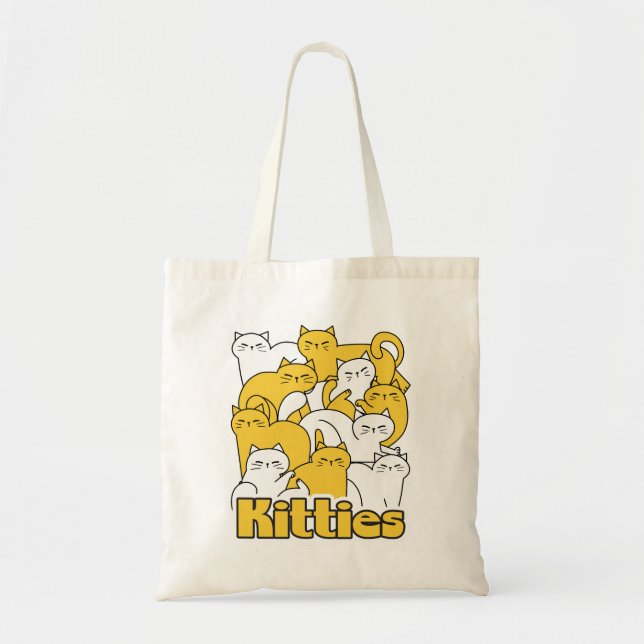 Chubby Kitties Design - Adorable Cat Art Tote Bag (Front)