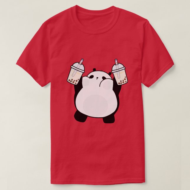 Chubby Little Panda Loves Boba T-Shirt (Design Front)