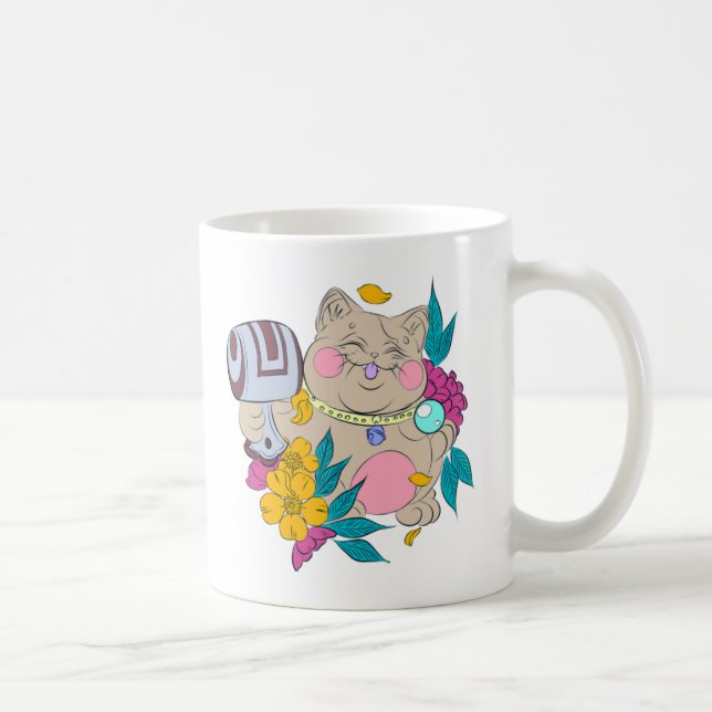 chubby lucky cat coffee mug (Right)