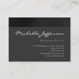 Chubby Makeup Artist Script Grey Business Card