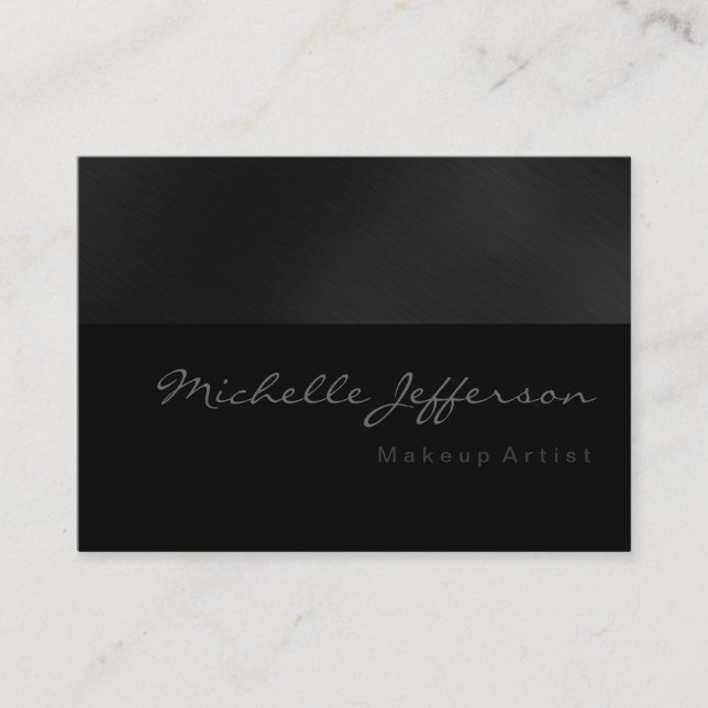Chubby Makeup Artist Script Grey Business Card (Front)
