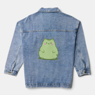 Chubby Matcha Green Kitty Denim Jacket