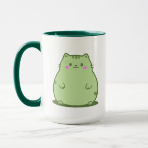 Chubby Matcha Green Kitty Mug
