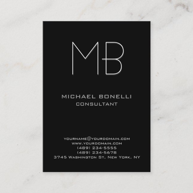 Chubby modern black background business card (Front)