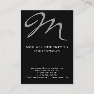 Chubby Modern Monogram Black Clean Business Card
