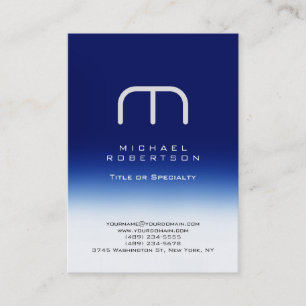 Chubby Modern Monogram White Blue Business Card