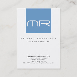 Chubby Modern Monogram White Blue Business Card