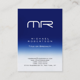 Chubby Modern Monogram White Blue Business Card