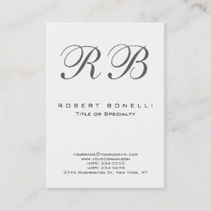 Chubby Modern Monogram White Business Card