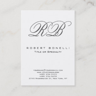 Chubby Modern Monogram White Business Card