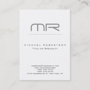 Chubby Modern Monogram White Clean Business Card