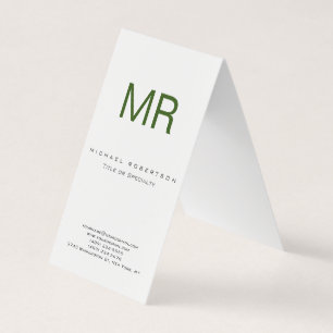 Chubby Modern Monogram White Green Business Card