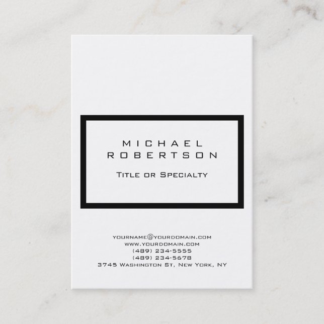 Chubby Modern White Clean Business Card (Front)