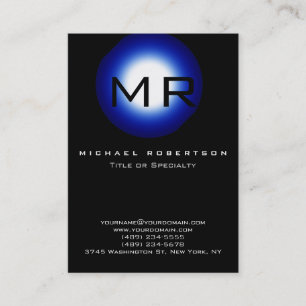 Chubby Monogram Black Blue Business Card