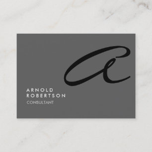 Chubby Monogram Plain Grey Trendy Business Card
