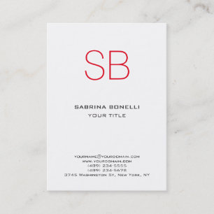 Chubby Monogram White Red Cute Business Card