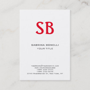 Chubby Monogram White Red Cute Business Card