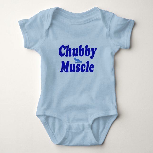 chubby muscle blue baby bodysuit (Front)