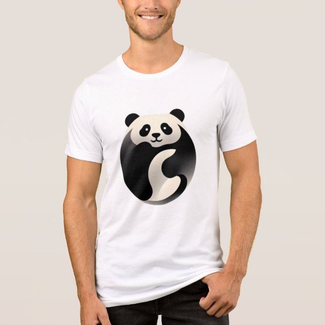 Chubby Panda – Cuteness in Black and White Tri-Blend Shirt (Front)