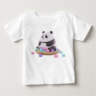 Chubby Panda Figurine with Colourful Macarons Baby T-Shirt