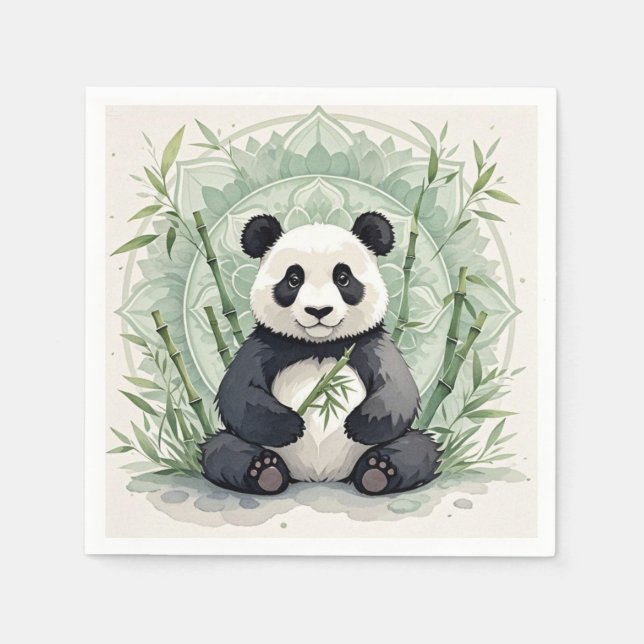 Chubby panda sitting in a lotus pose  napkin (Front)