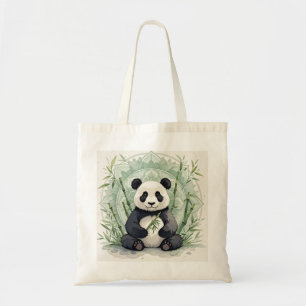 Chubby panda sitting in a lotus pose tote bag