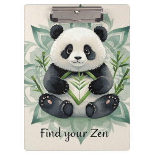Chubby panda sitting in a lotus pose Zen Clipboard