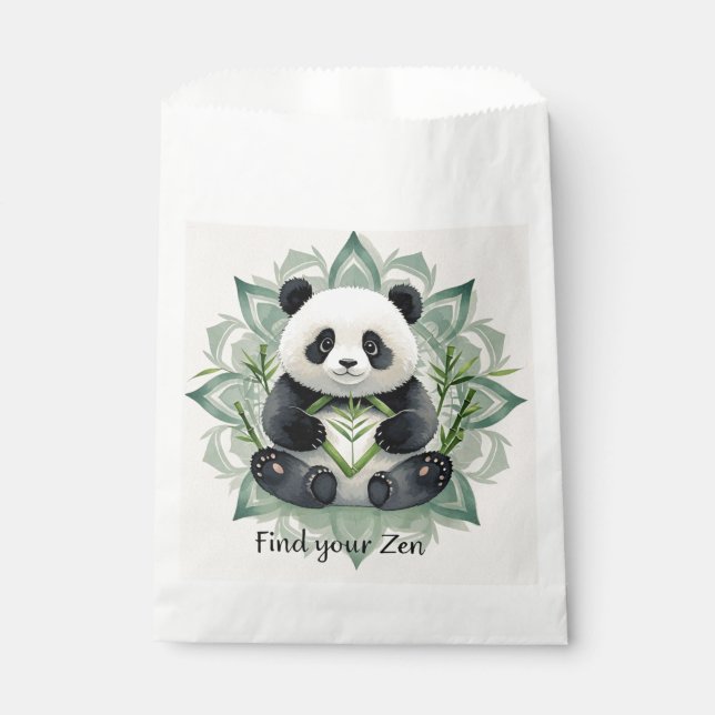 Chubby panda sitting in a lotus pose Zen Favour Bags (Front)