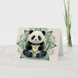 Chubby panda sitting in a lotus pose Zen Foil Greeting Card
