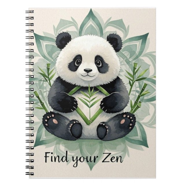 Chubby panda sitting in a lotus pose Zen Notebook (Front)