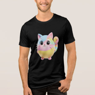 Chubby Pastel Rainbow Cat T-Shirt Tri-Blend Shirt