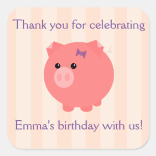 Chubby Pig with PInk Stripes Stickers