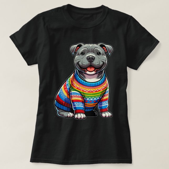 Chubby Pitbull Dog Puppy Sweater Lover (Design Front)