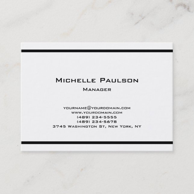 Chubby Plain Black White Manager Consultant Business Card (Front)