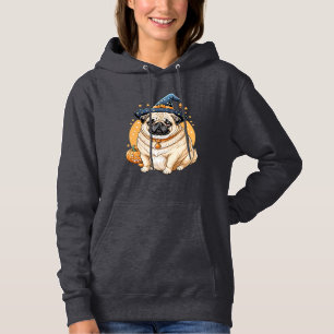 "Chubby Pug in Witch Hat Halloween Art Series Hoodie