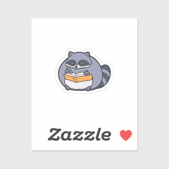 Chubby Racoon Reading Book Kawaii Animal (Sheet)