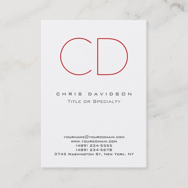 Chubby Red Black White Contemporary Business Card (Front)
