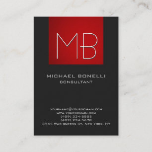 Chubby red stripe grey background business card