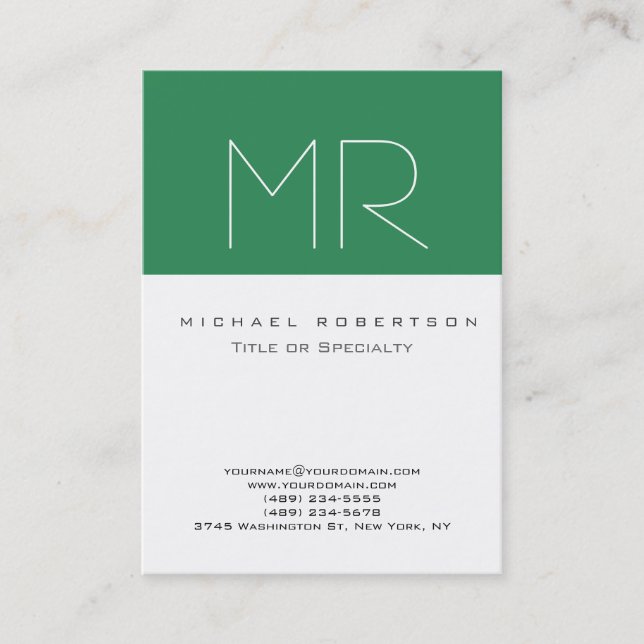 Chubby Sea Green White Clean Business Card (Front)
