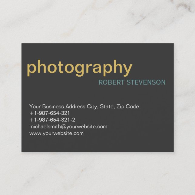 Chubby Simple Plain Photography Grey Business Card (Front)