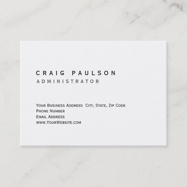 Chubby Simple Stylish White Trendy Business Card (Front)