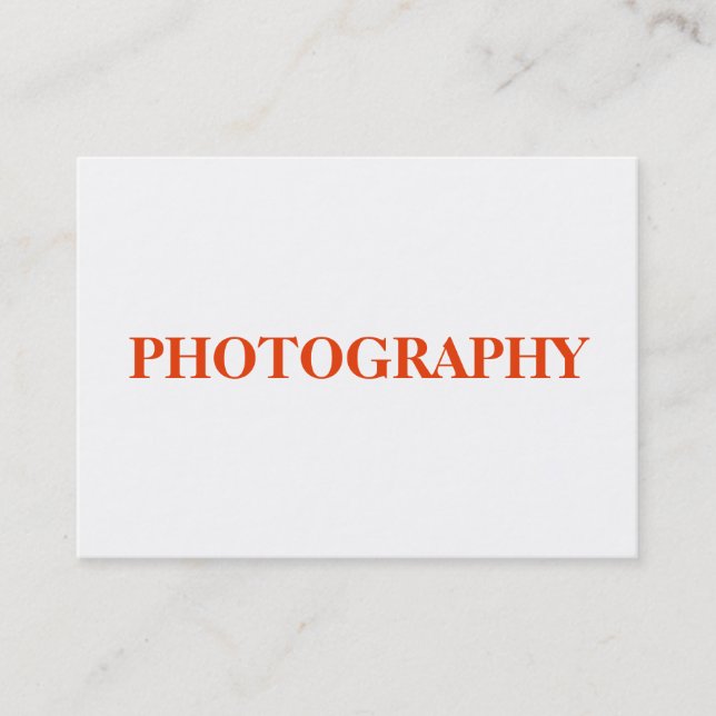 Chubby Simple White Orange Photographer Business Card (Front)