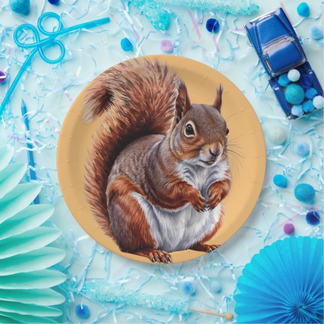 chubby squirrel safari Wild jungle Birthday Party Paper Plate (Party)