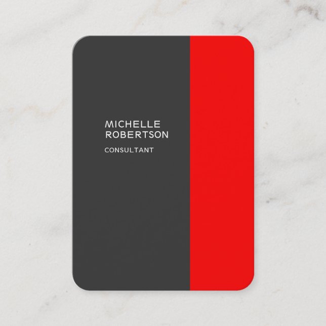 Chubby Stylish Grey Red Minimalist Modern Business Card (Front)