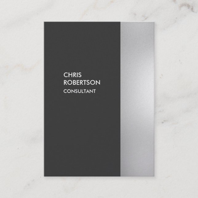 Chubby Stylish Grey Vertical Business Card (Front)
